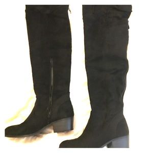 Black Faux Suede Over the Knee Boots
